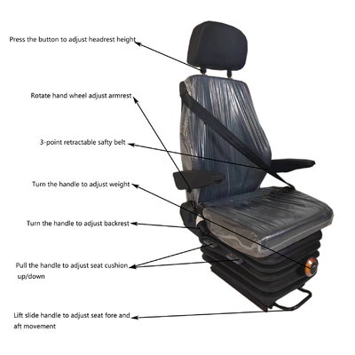 Mechanical Suspension Seat With Height Adjstment For Tractor Seat