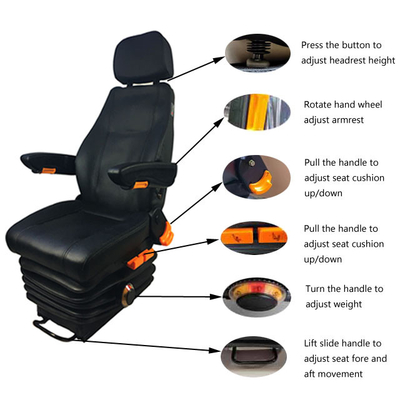Mechanical Suspension Engineering Mechanical Car Seat With Armrest Headrest Slide Rail